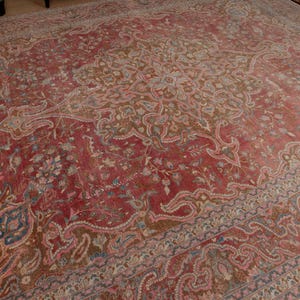 size 10x13 ft Red Wool Handmade Living Room Rug , 10&#39;2&quot; x 13&#39;5&quot; retro dining room carpet 2407288592