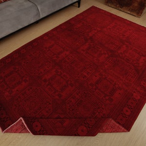 6x9 Dark Red Geometric Rug for Living Room, Home Decor Rug, Boho Rug, 6 ...