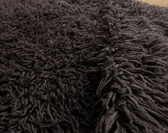 small hand Woven shaggy Tulu Turkish Rug For Office , 4'11" x 6'7" Grey wool bedroom carpet  2507129490