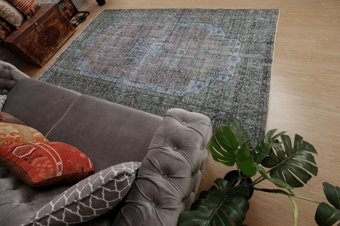 6x10 Retro Bedroom Rug, Vintage Area Rug, 6'2