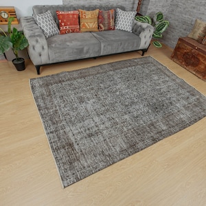 6x8 Bedroom Gray Brown Tribal Deco  Rug, 5'6" x 8'2"  Distressed Pile Rug 2112074151