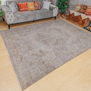7x10  Vintage Turkish Rug, Distressed  Area Rug , 6&#39;11&quot; x 9&#39;10&quot;  Retro   Rug 2101081208