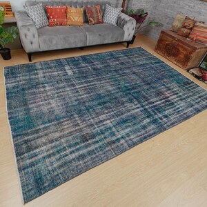 7x10 Shades of Blue Handmade Rug, Blue  Bedroom  Rug, 6&#39;11&quot; x 10&#39;  Vintage Turkish  Rug 2108063117