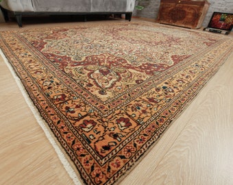 oriental living room rug , 6'4" x 9'6"  beige brown Bedroom carpet  2404218346