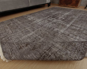 Wyblakły dywan do salonu, 6'1" x 9'4" szaro-brązowy dywan 2308296798