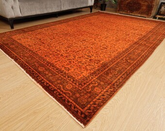 woven orange brown dining room rug, 6'5" x 9'8" Living Room carpet 2604069750