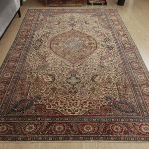 6x9 oriental woven rug, vintage bedroom rug, 6&#39;2&quot; x 9&#39;3&quot;  wool Turkish rug, 2501259125