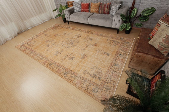 oriental faded orange area rug, 6'8" x 11'2" Dining Room Carpet  2403307302