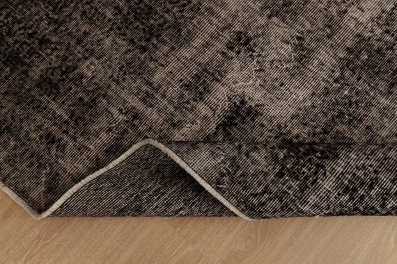 distressed dark deco Black Area  Rug , 6'8" x 9'8" dining room carpet  , 2407318536