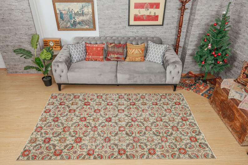 5x8 Floral Dining Room Rug rustic Hand Knotted Rug Etsy