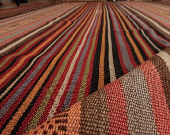 flat woven brown red beige living room kilim, 8' x 10'10" Turkish bedroom rug, 2502078743
