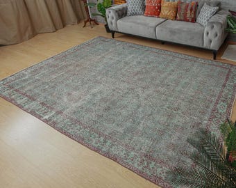 tappeto vintage invecchiato per soggiorno, tappeto turco da ufficio 7'3" x 10'2" 2107272579