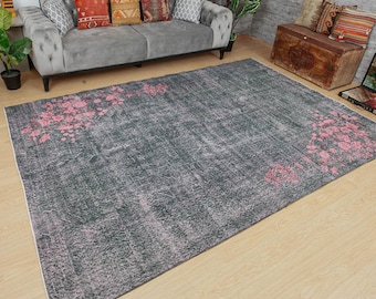 distressed floral living room rug, 6'9" x 10'2" office carpet  2111253517