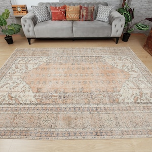 6x9 distressed office rug, living room rug, 6'5" x 9'1"  Handmade Rug,  Oriental Rug 2312268019
