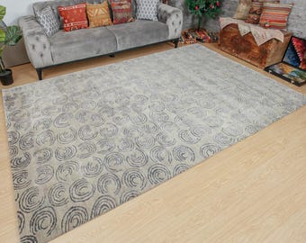 contemporary  Modern Abstract Office Rug, 6'7" x 10'2" Dining Room carpet  2102191730
