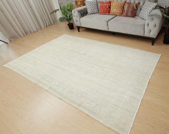 distressed dining room carpet ,  wool bedroom rug,5'5" x 8'10" , 2304116350