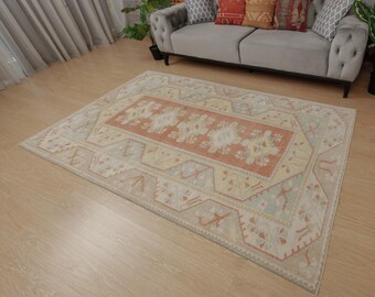 geometric  hand knotted entryway carpet , 5'1" x 8'1" Bedroom Rug  2302166537