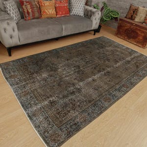 5x9 hand woven Turkish rug,  brown grey rug, vintage rug,5&#39;3&quot; x 8&#39;9&quot;  area rug, 2208025403