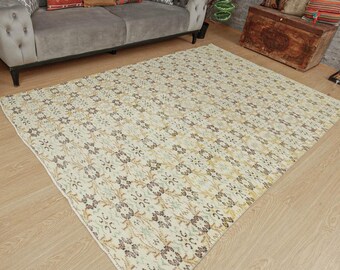 Distressed Beige Yellow Bedroom carpet, 6'1" x 8'6" Oriental Area Rugs, 2208155233