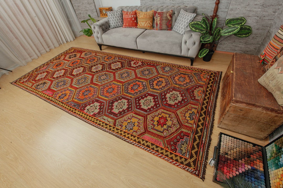6x12 Rug 6x12 Rustic Jijim Dining Room Rug, Boho Geometric Rug, 5'7
