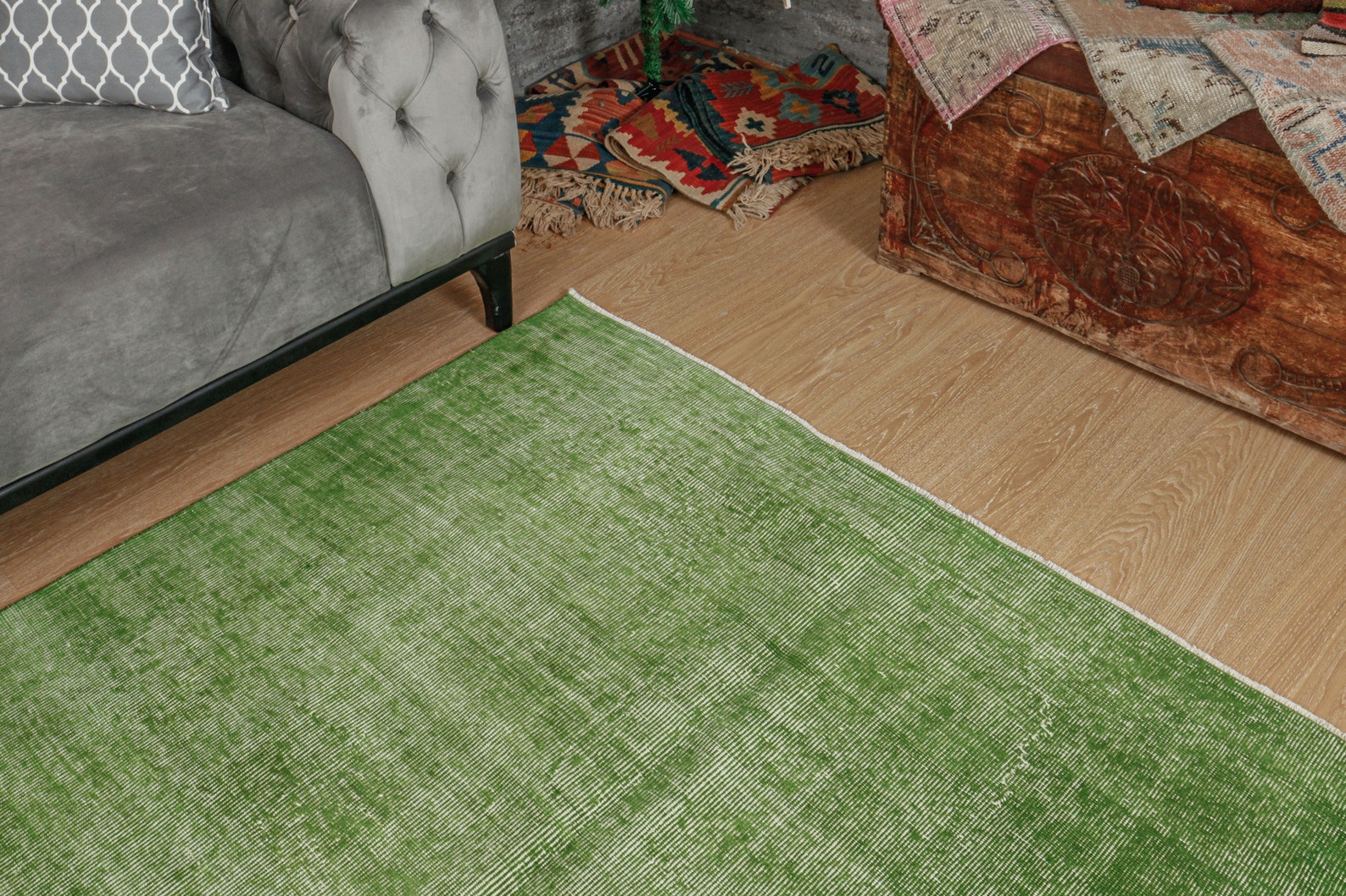 5' x 8'2 Simple Pattern Green Rug Pastel area Etsy