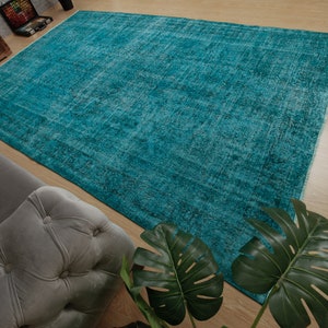 7x10 faded blue area rug, distressed wool rug, , 6&#39;10&quot; x 10&#39;2&quot;  Turkish Rug 2312147800