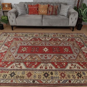 Geometrischer Wohnzimmerteppich 200x230, gewebter Vintage-Teppich, Teppich 230x240, 2311107043