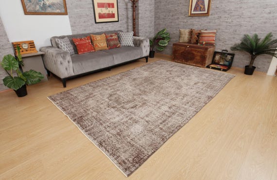 faded brown area rug ,6'4" x 9'10" Living Room Carpet  , 2411138931