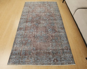 Alfombra de cocina floral descolorida de 5x8 pies, alfombra retro para dormitorio, alfombra de comedor de 4'6" x 7'10" 2311157247