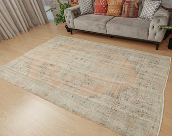 Alfombra turca desgastada para dormitorio, 1,78 m x 2,74 m, estilo bohemio, para comedor, 2207065517