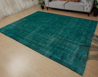 muted blue teal bed plan rug, 6'8" x 10'  living room carpet , 23111577835