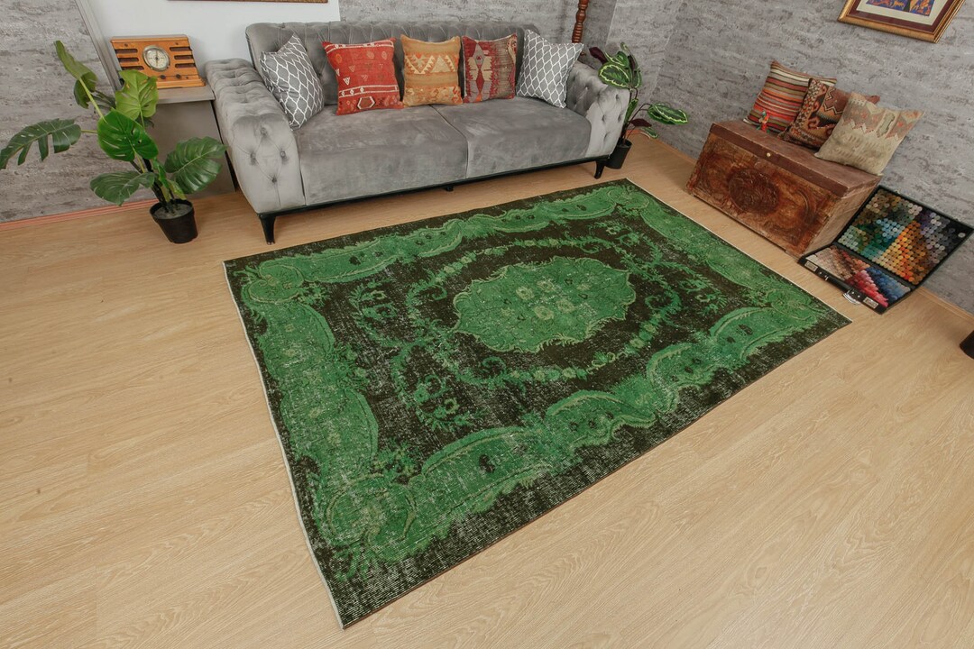 6x9 Hand Woven Green Brown Rug Bedroom Rug 5'7 X Etsy