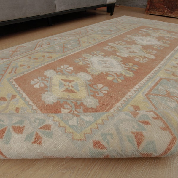 5x8 geometric rug, wool rug, hand knotted rug, 5'1" x 8'1" Bedroom Rug  2302166537