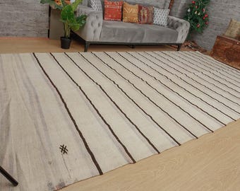 Oversize Flat woven bedroom hemp  ,6'7" x 14'9" living room carpet  2105302559