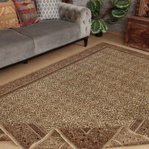 6x9 retro dining room rug,  beige  brown rug, 6&#39;3&quot; x 9&#39; Rustic Rug 2501259088