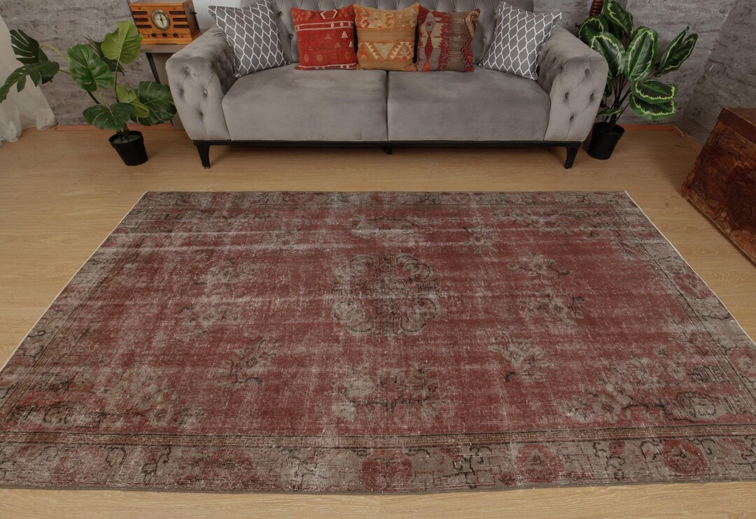 5x9 Boho Faded Red Brown Rug , Vintage Rug, Area Rug, 5'1