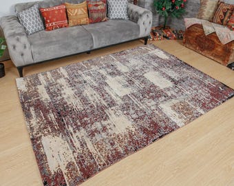 Wool Indian  Area Rug, 5'7" x 7'10" Modern living room  Carpet  2102211770