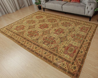 Alfombra geométrica vintage para sala de estar, 1,93 m x 2,95 m, para dormitorio, 2208085406