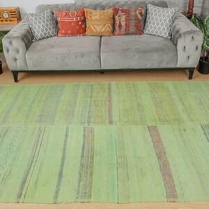 gewebter grüner orientalischer Teppich, handgewebt aus Küchenhanf, 100x250cm