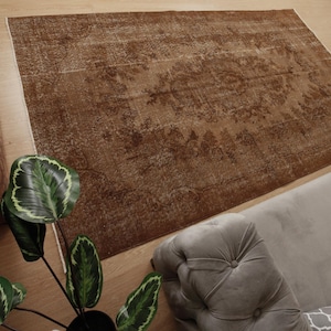 6x10 brown  Turkish bedroom rug, oriental area rug, 5&#39;10&quot; x 9&#39;9&quot;  wool rug, 2408027510