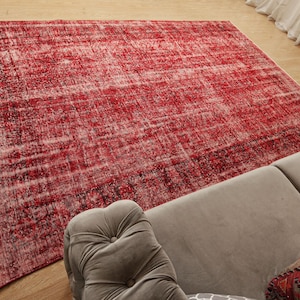 7x11 Distressed  Red Turkish rug,oriental rug,  7&#39;1&quot; x 10&#39;6&quot; handmade Area Rugs, 2507129487