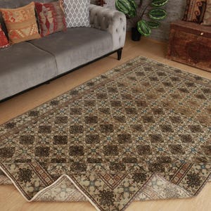 6x9 wool office rug, minimal bedroom rug, 6&#39;2&quot; x 9&#39; handmade living room rug, 2503079239