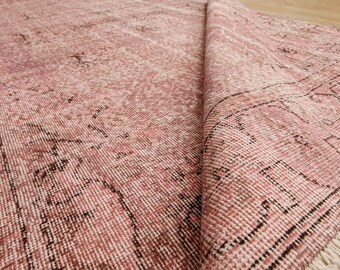 Faded Pink Living Room Carpet , 5'2" x 8'9" vintage Area Rug 2507129486