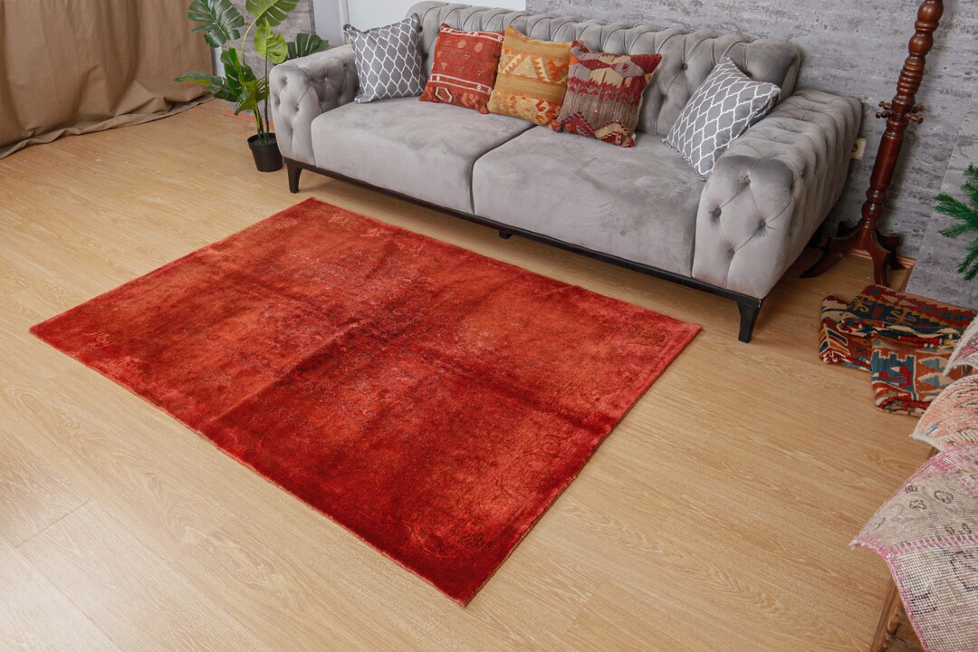 Sheen Red New Handmade Rug 5x6 Bedroom Rug 4'6 X Etsy