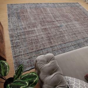 8x11 distressed bedroom rug, Handmade Area Rugs, 7&#39;10&quot; x 11&#39;2&quot; rug for living room  2410118956