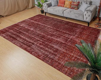 Alfombra turca vintage de lana, hecha a mano, para sala de estar, 2,08 m x 3,08 m, 2012231086