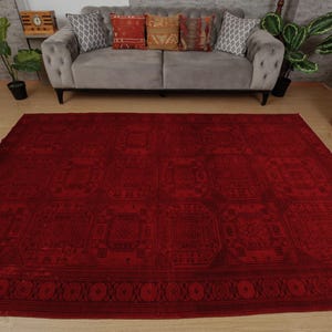 6x9 Dark Red Geometric Rug for Living Room, Home Decor Rug, Boho Rug, 6 ...