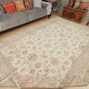7x10 Oushak vintage rug, hand knotted rug,  ,6&#39;11&quot; x 10&#39;2&quot;  vintage handmade rug , 2305086609