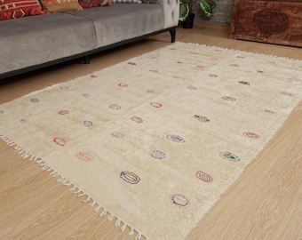 vintage minimal beige living room hemp  , 5'1" x 7'3"  handmade area rug 2502078737