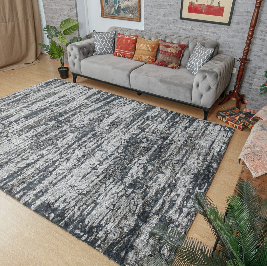 7x10 Wool Bed Plan Rug, Modern Hand Tufted Area Rug , 6'7 X 9'10 New ...